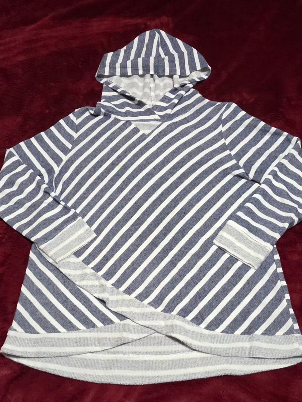 Ruby Rd. French Terry Stripe Pullover With Hood